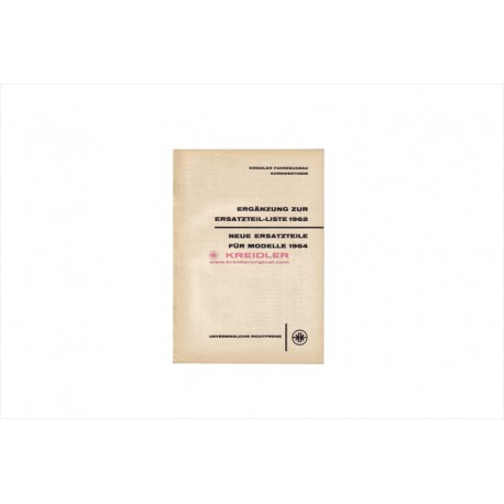 Erganzung zur Ersatzteilliste 1962