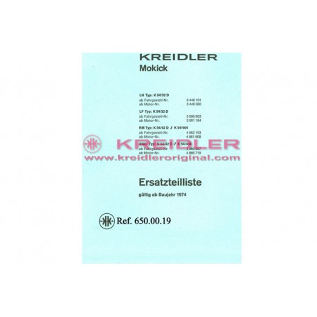 Ersatzteilliste Mokick LH-LF-RM-RMC 1974