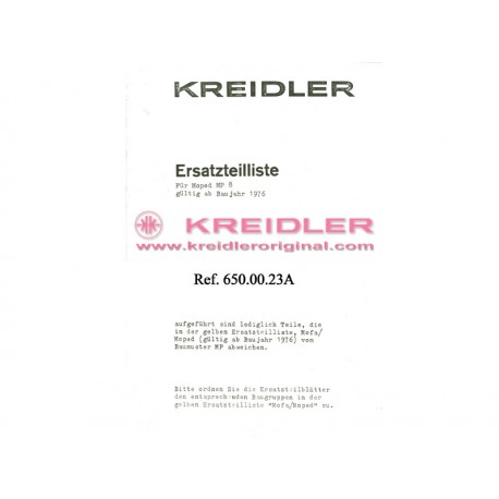 Ersatzteilliste Moped MP8 ab Baujahr 1976