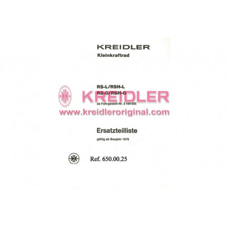 Ersatzteilliste RS-L/RSH-L RS-G/RSH-G 1976