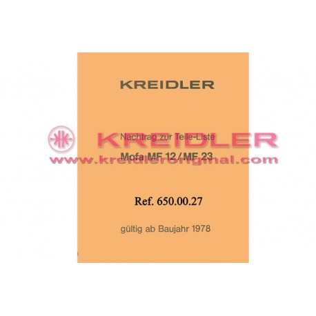 Nachtrag zur Teile-Liste Mofa MF12/MF23 1978