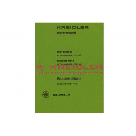 Ersatzteilliste Mofa/Moped MF2/MP2 1978