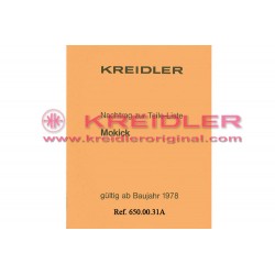 Nachtrag zur Teile-Liste MOKICK ab Bjh.1978