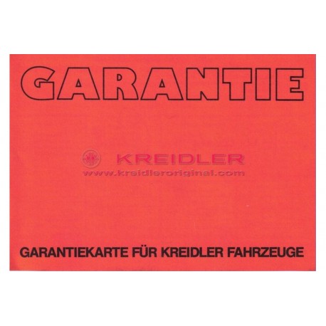 GARANTIEKARTE FüR KREIDLER FAHRZEUGE