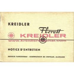 KREIDLER FLORETT NOTICE D'ENTRETIEN
